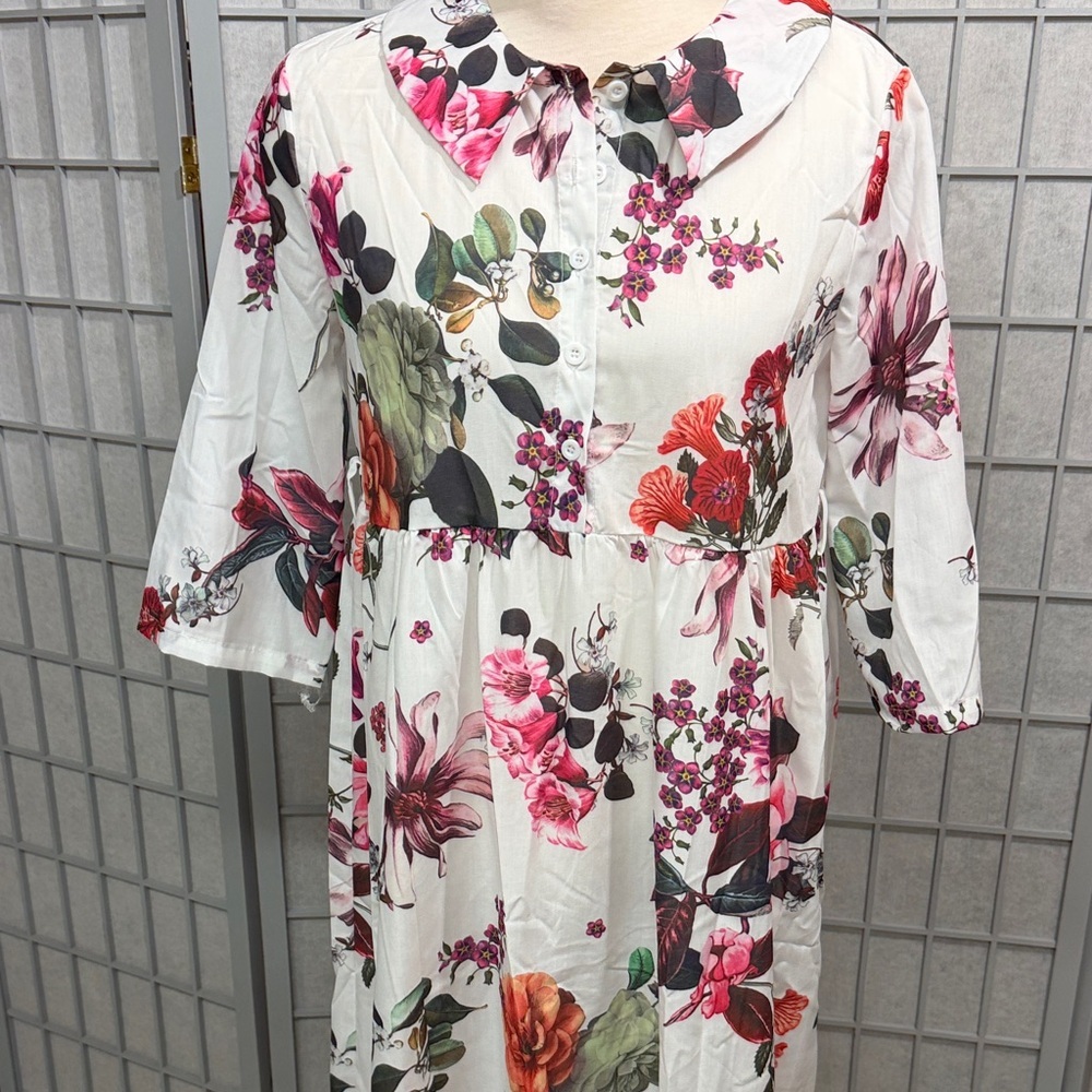 Multicolor Floral Long Sleeve Dress, Size Small - Picture 4 of 7